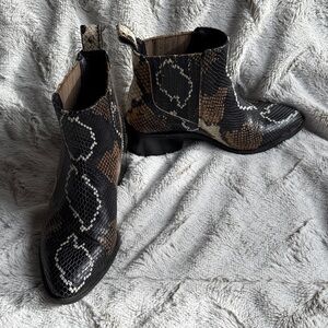 Crown Vintage Snakeskin Ankle Boots in Black and Brown